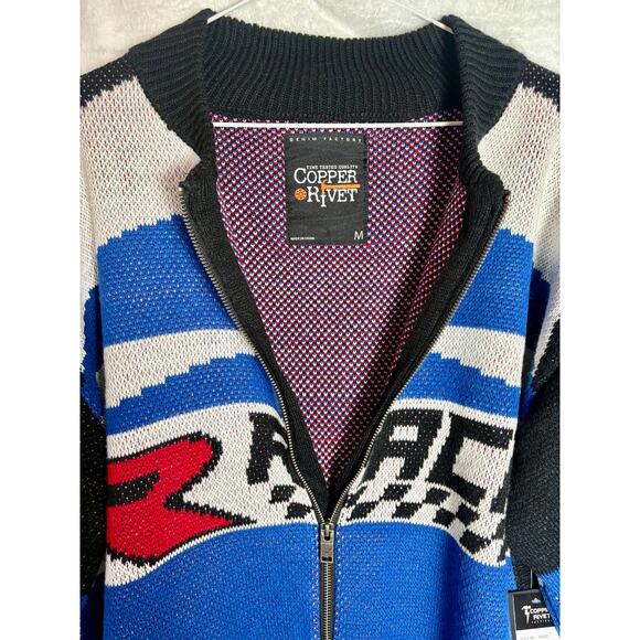 NWT Racing Zip-Up Sweater by Copper Rivet, Sz. M - Picture 4 of 7